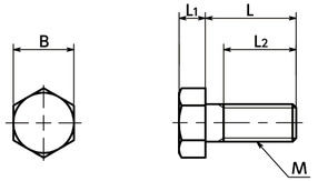SPPVC-H树脂螺丝(H-PVC / 六角螺栓)寸法図