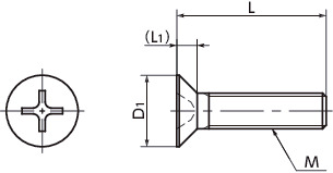 SPV-F1树脂螺丝(PVDF / 十字槽埋头小螺钉)寸法図