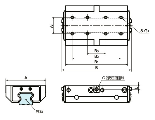 KBHS导轨库浪霸 - 液压型 - 常闭型 - 带制动机构寸法図