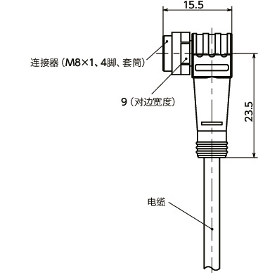 KAW磁性传感器用延长电缆寸法図