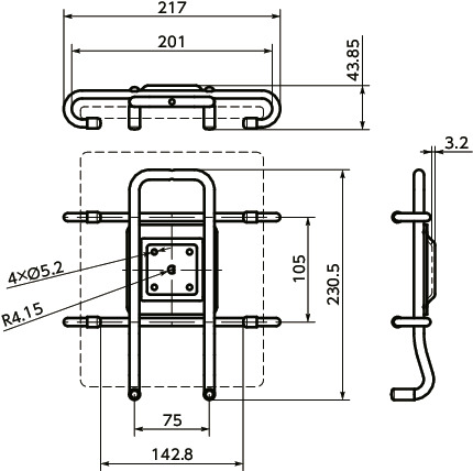 DTR平板电脑支架 - iPad用 - 固定型寸法図