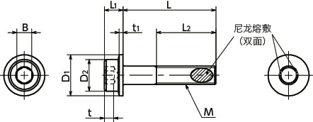 SFSS-ALK带法兰内六角圆柱头螺栓(带尼龙熔敷)寸法図