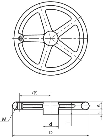 F扁平手轮寸法図