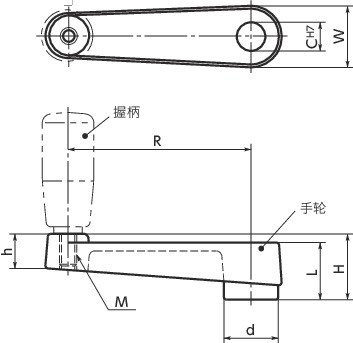 HAC-C曲柄式手柄寸法図