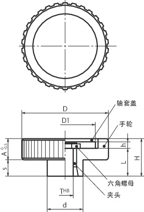 HCS-T-A铝合金控制手轮 - 夹头型寸法図