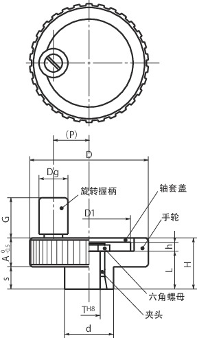 HCS-T-D铝合金控制手轮 - 夹头型寸法図