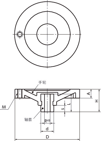 HPS塑料实心手轮寸法図