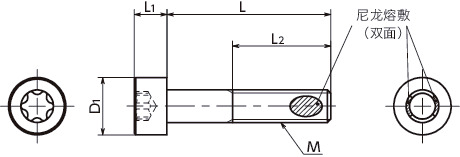 SNCXS-ALK梅花槽螺栓(带尼龙熔敷)寸法図