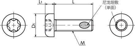 SNPX-TBZ-ALK梅花槽盘头小螺钉(带尼龙熔敷)寸法図