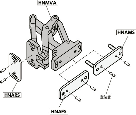HNMVA铝制大型滑动铰链 - 90°开度