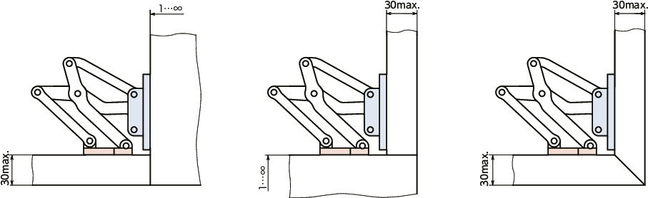 HNMVA铝制大型滑动铰链 - 90°开度