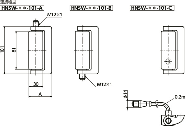 HNSW安全开关铰链 寸法図