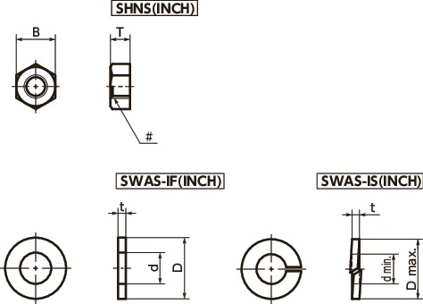 SWAS-IS弹簧垫圈(英制螺丝用)寸法図