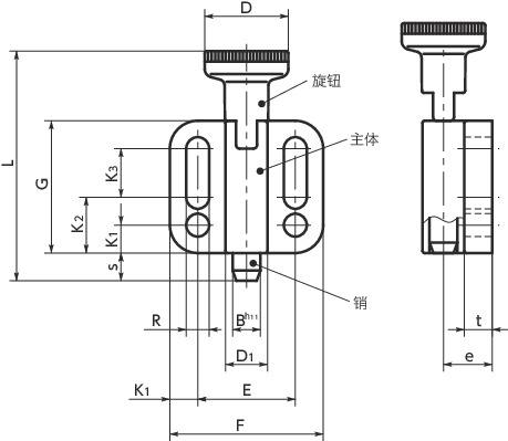 PBY带法兰分度柱塞 - 带锁定机构寸法図