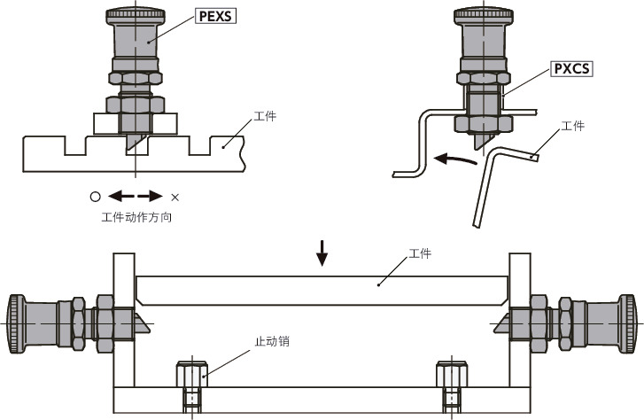 PEXS分度柱塞 - 带倒角销