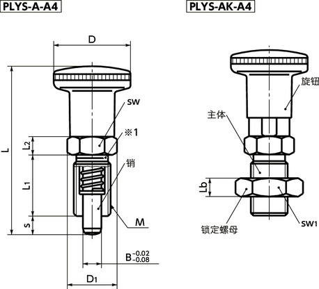 PLYS-A4分度柱塞 - 保持位置型寸法図