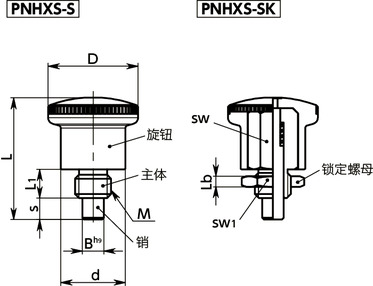 PNHXS-S分度柱塞 - 紧凑型寸法図