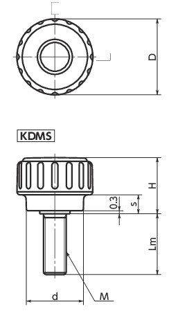 KDMS凹槽旋钮寸法図