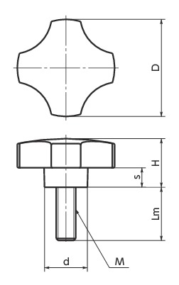 KF十字形塑料旋钮寸法図