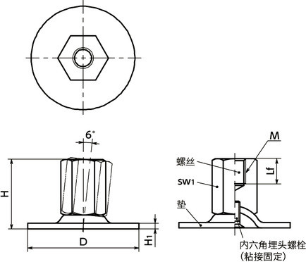 FUF-A0-X调平调节器(内螺纹)寸法図