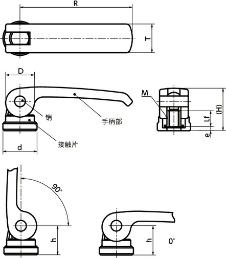 LWBFS-NI凸轮手柄(内螺纹) - 固定型 - 不锈钢制寸法図