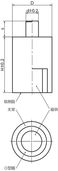 JSR-ND带座磁铁寸法図