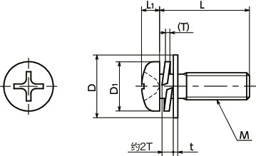 SNPI3S带垫圈十字槽盘头小螺钉寸法図