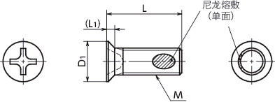 SNZF-TZB-ALK精密仪器用十字槽埋头小螺钉(0号1类 / 带尼龙熔敷)寸法図