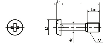 SSCZS精密仪器用防脱落盘头小螺钉(精密螺丝)寸法図