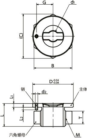 NQTB-N快速夹紧紧固件用凸轮基座 - 薄板用寸法図