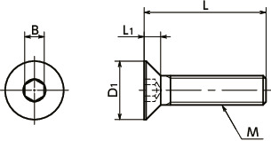 SNFC内六角埋头螺栓寸法図