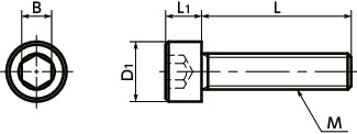 SNSH-C22内六角圆柱头螺栓(相当于哈氏合金C-22)寸法図