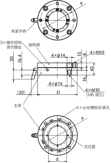 DKSF-L薄型旋转单元 - 支柱型/垂吊型寸法図