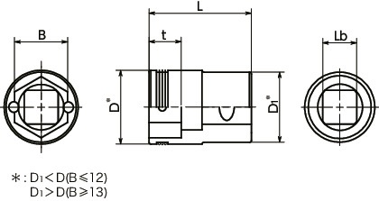 SKCK六角套筒(带螺丝保持功能) 寸法図
