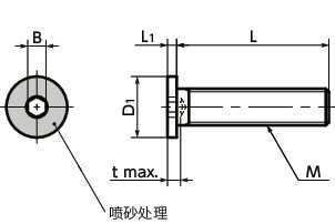 SSHS-HB内六角极短头螺栓(头部喷砂处理)寸法図