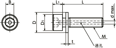 SVSI1S-PC带垫圈内六角圆柱头螺栓(通孔型)寸法図