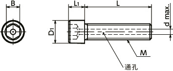 SVST-SD钛合金内六角小头螺栓(通孔型)寸法図