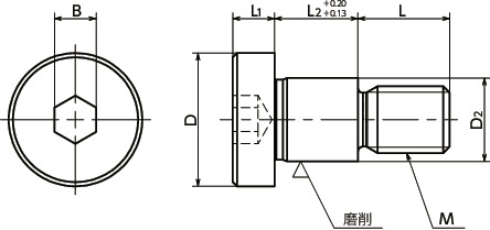 SBHMS内六角肩型螺栓寸法図