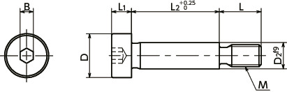 SBSMS内六角肩型螺栓寸法図