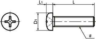 SPE-P(INCH)树脂螺丝（PEEK / 十字槽盘头小螺钉 / 英制螺纹）寸法図