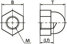 SPO-CN树脂六角盖形螺母（POM）寸法図
