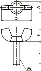 SPO-YB树脂蝶形螺栓（POM）寸法図
