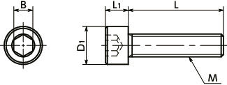 SPV-C1树脂螺丝（PVDF / 内六角圆柱头螺栓）寸法図