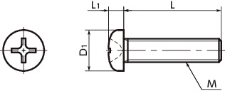 SPV-P1树脂螺丝（PVDF / 十字槽盘头小螺钉）寸法図