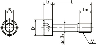 SSC-SNSL内六角防脱落螺钉（SUS316L）寸法図