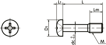 SSCPL十字槽防脱落盘头小螺钉（SUS316L）寸法図