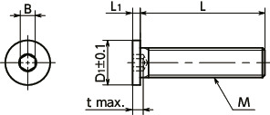 SSHT-SD-UT内六角极短头小头螺栓（纯钛制）寸法図