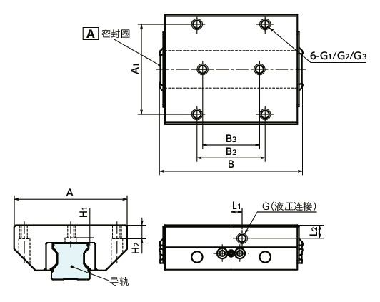 KWH导轨库浪霸 - 液压型 - 常开型寸法図