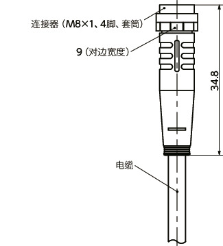 KAG磁性传感器用延长电缆寸法図