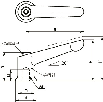 LDBF强力夹紧手柄（内螺纹）寸法図